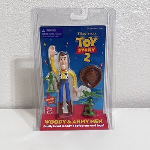 Disney Pixar Toy Story 2 Woody & Army Men Poseable Bendable 5" Figure Mattel NEW